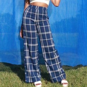 Navy blue plaid pant